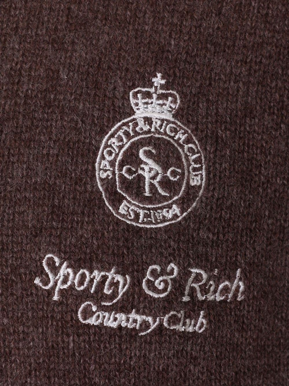 Shop Sporty And Rich Logo-embroidered Knit Hoodie In Brown