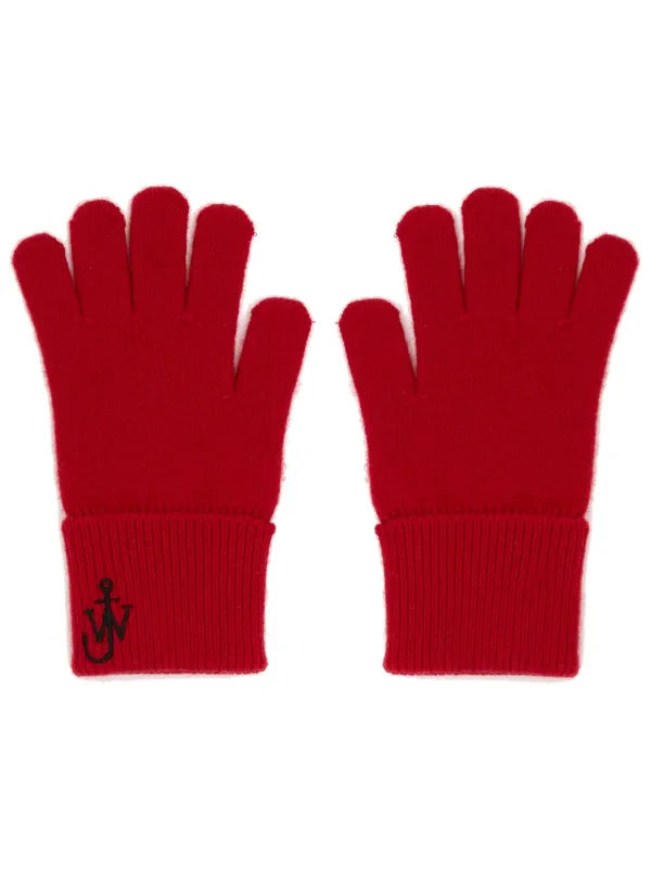 Red knit gloves discount