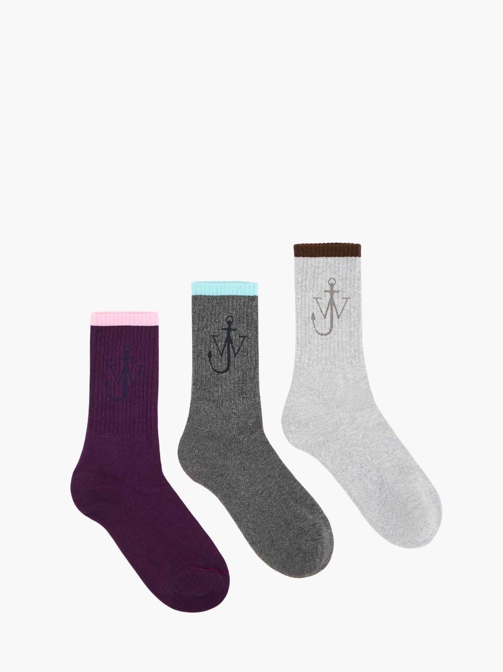 Jw Anderson Short Colour Block Socks - Bundle In Grey