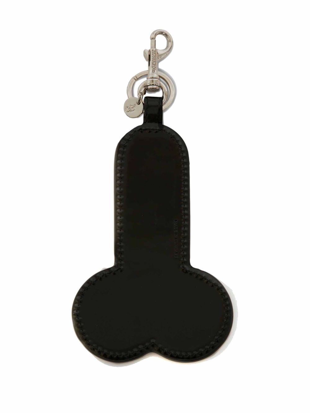 JW Anderson debossed-logo leather keyring - Zwart