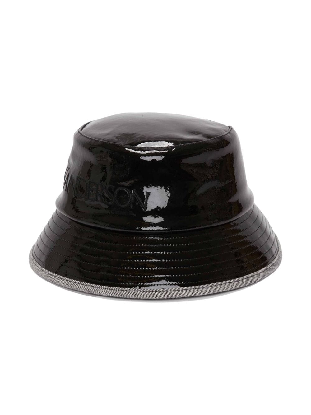 Shop Jw Anderson Coated-finish Denim Bucket Hat In Black