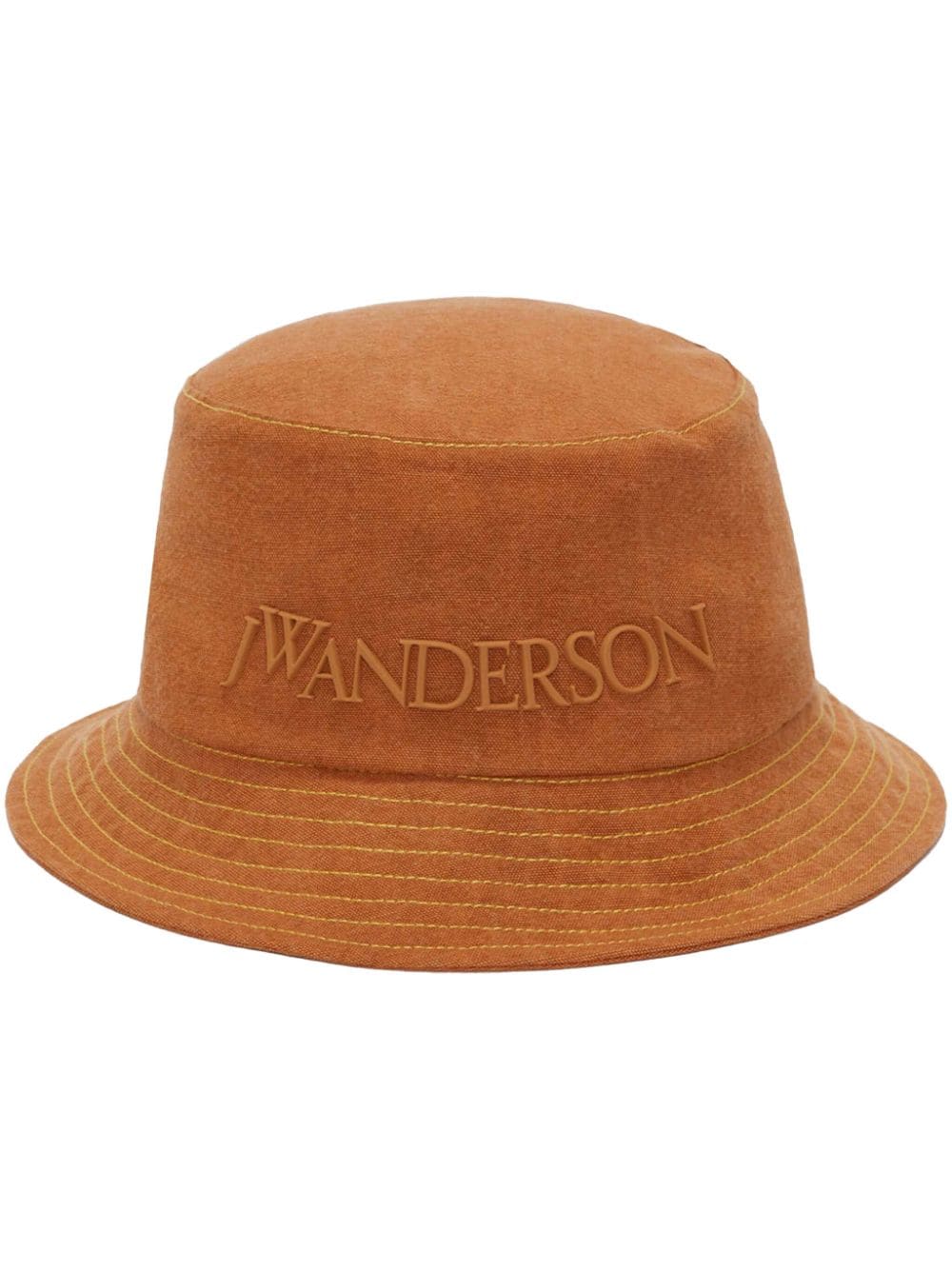 Jw Anderson Logo-embossed Cotton Bucket Hat In Brown