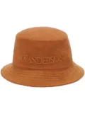 JW Anderson logo-embossed cotton bucket hat - Brown