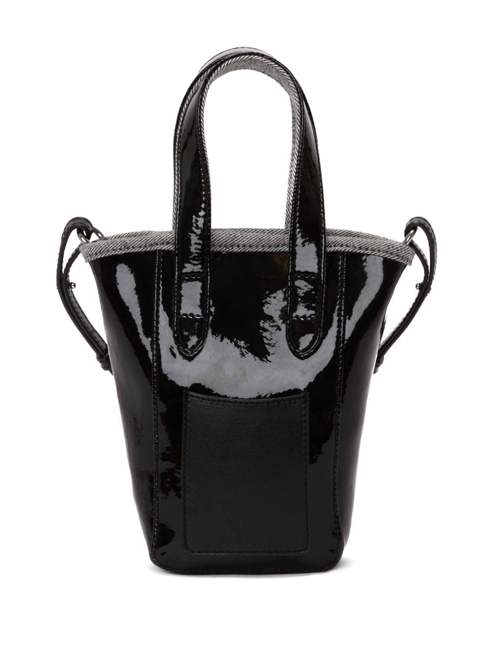 Shop Jw Anderson Mini Belt Coated-denim Tote Bag In Black