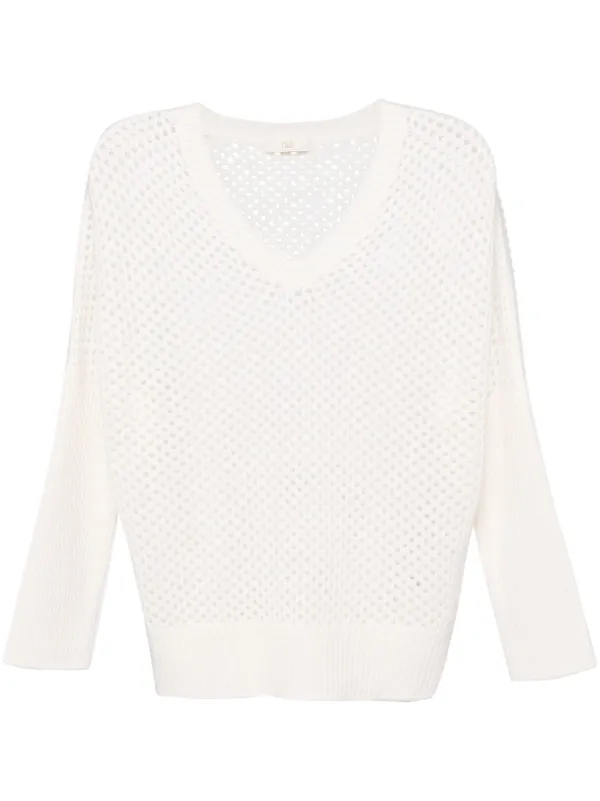 Fedeli Locri Open-knit Jumper in White