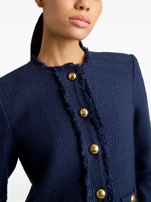 Cinq A Sept Christie Blouclé Jacket Blue FARFETCH JO - Main Image