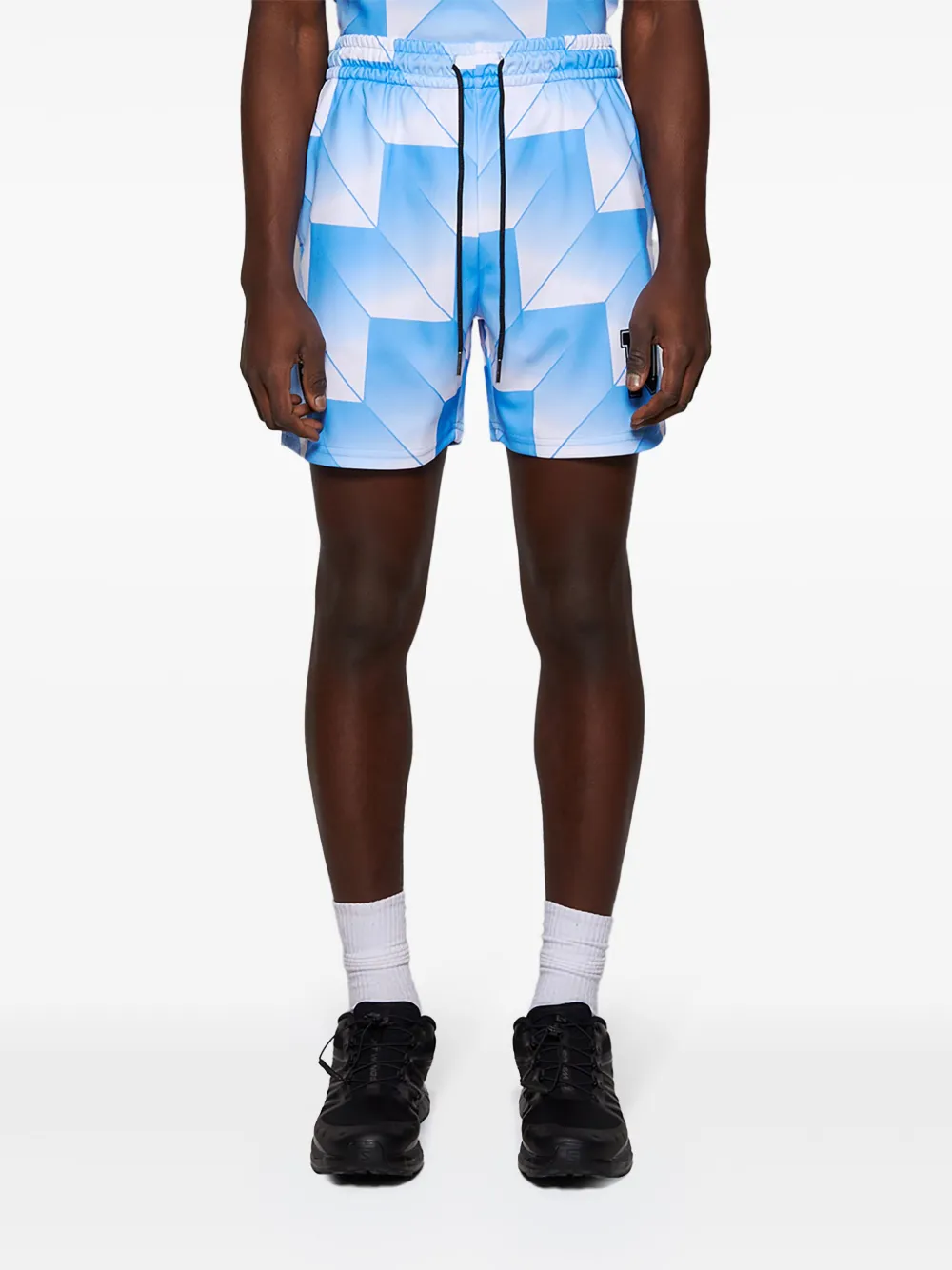 United Rivers Soccer Geometric-print Drawstring Shorts In Blue