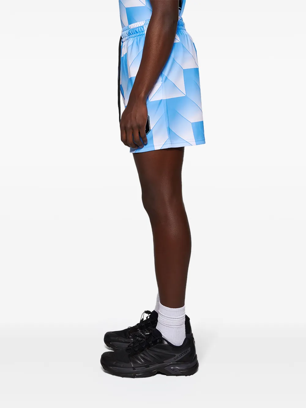 United Rivers Soccer Geometric-print Drawstring Shorts In Blue