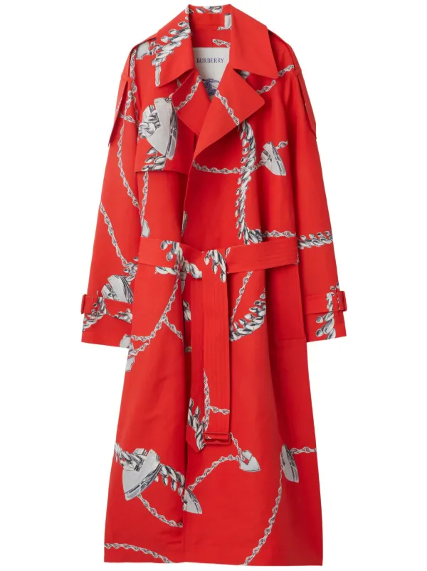 BURBERRY レッド チェスターコート UK6 Burberry Shield Hardware Taffeta Trench Coat | Red | FARFETCH