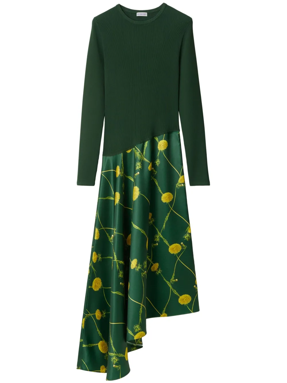 Burberry vestido midi con paneles y diente de león estampado | verde | Image 1
