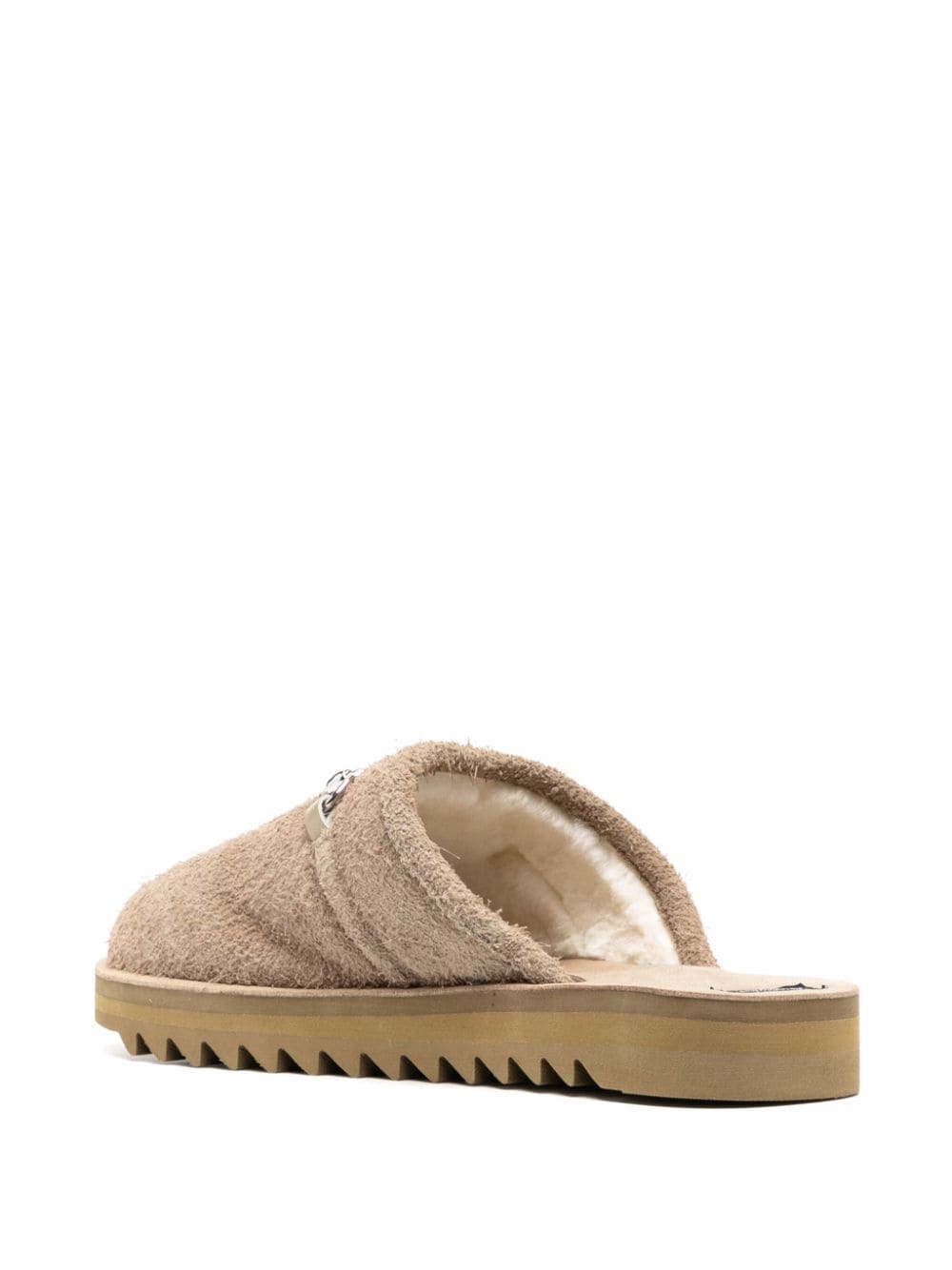 Shop Suicoke Chain-detail Suede Slippers In Neutrals