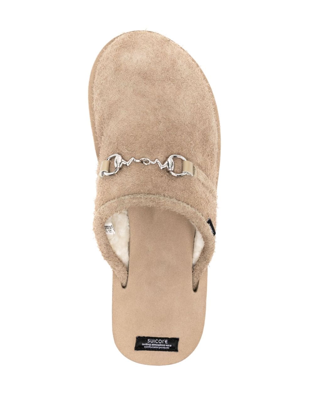 Shop Suicoke Chain-detail Suede Slippers In Neutrals