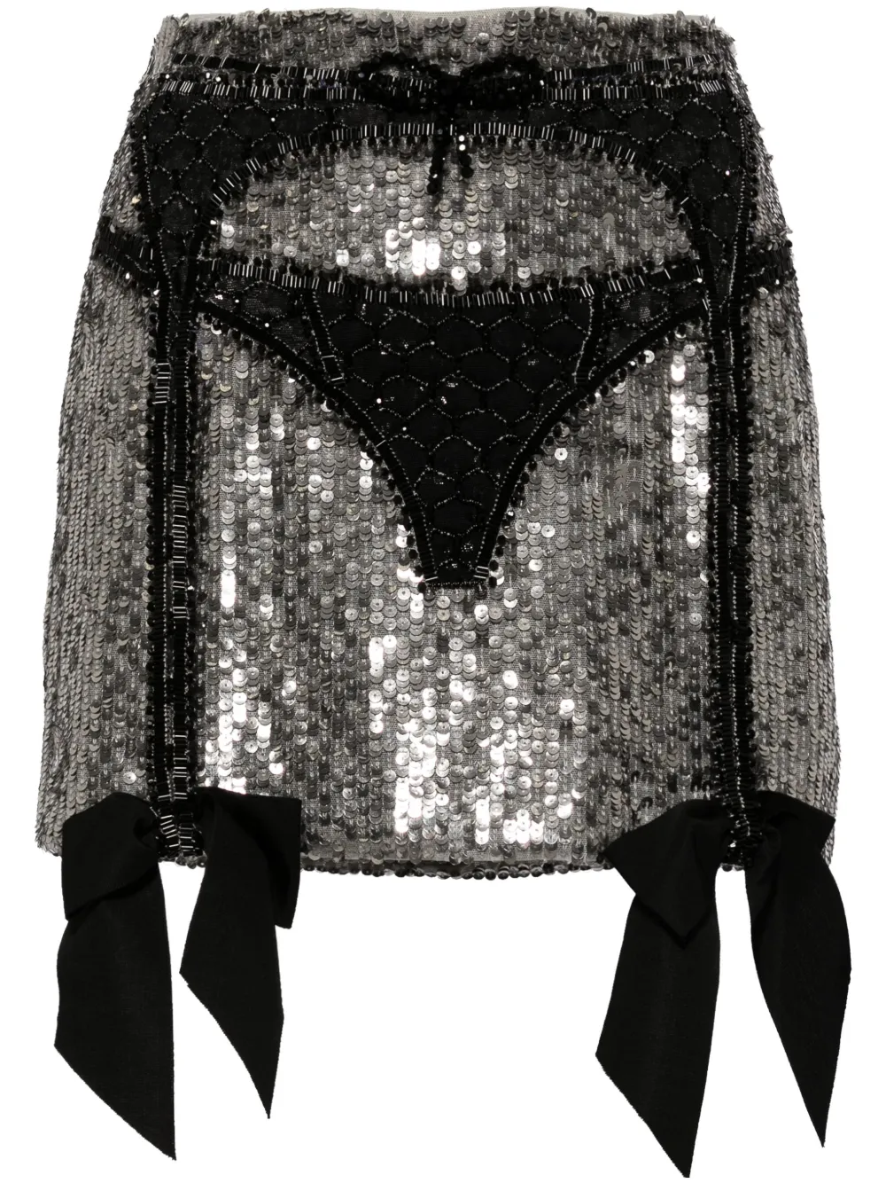 Wiederhoeft lingerie-beaded sequinned miniskirt | Silver | Image 1