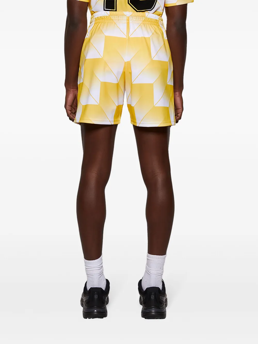United Rivers Soccer Geometric-print Drawstring Shorts In Yellow