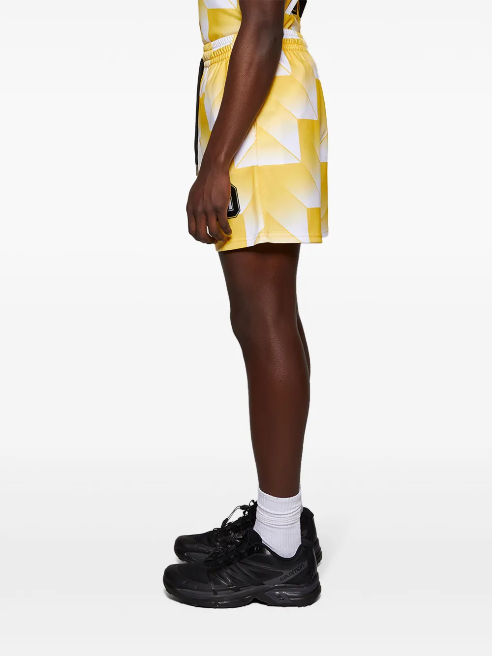 United Rivers Soccer Geometric-print Drawstring Shorts In Yellow