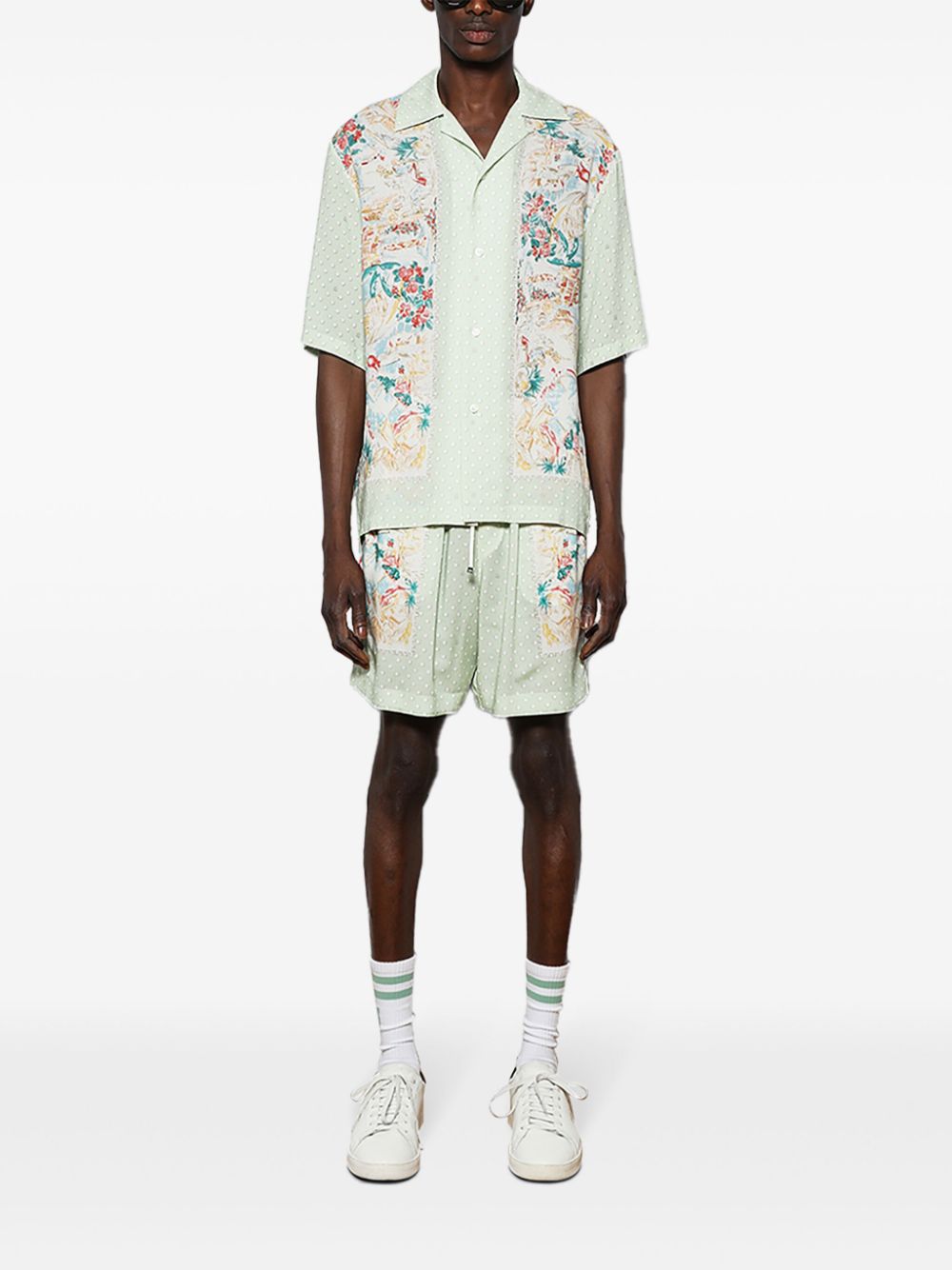 Shop Amiri Floral-print Bowling Shirt In Green