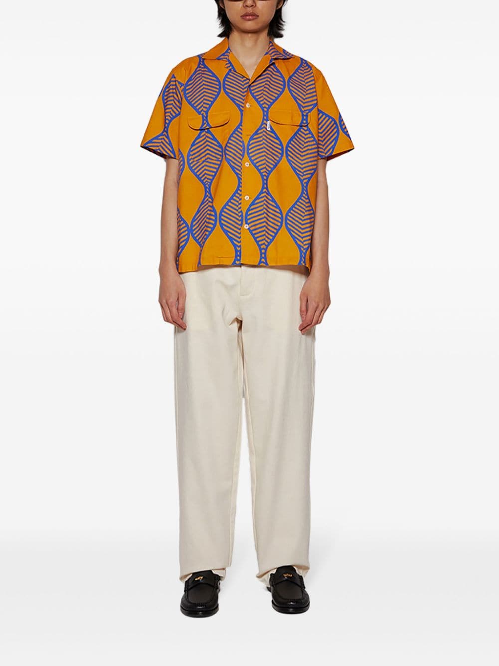 Shop Doppiaa Two-tone Printed Shirt In Yellow