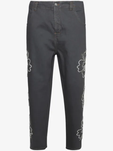 BLUEMARBLE Hibiscus embroidered jeans 