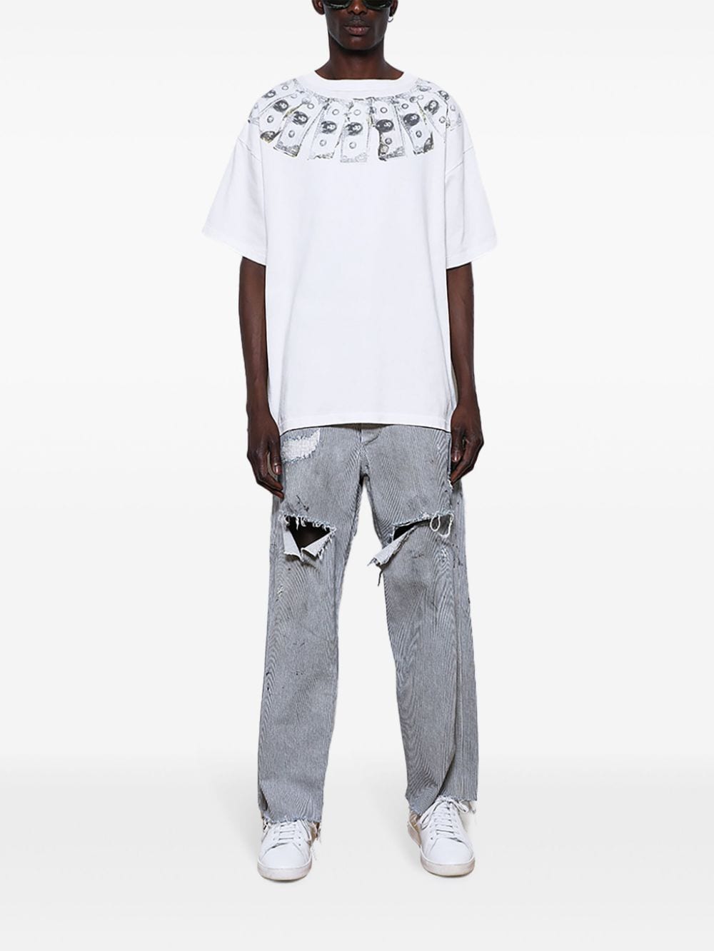 Shop Saint Mxxxxxx Money-print Cotton T-shirt In Weiss