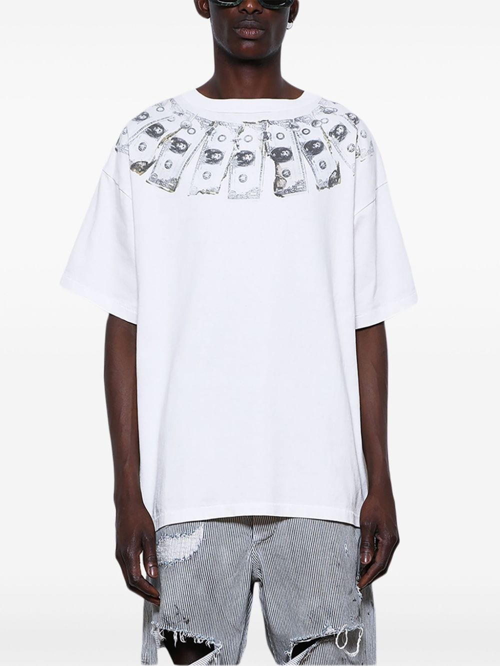 Shop Saint Mxxxxxx Money-print Cotton T-shirt In Weiss