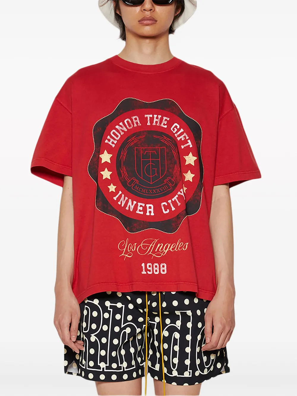 Honor The Gift Seal Logo katoenen T-shirt Rood