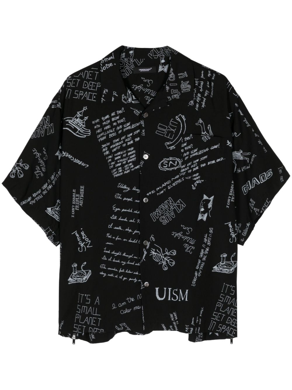 Undercover Overhemd met print en korte mouwen Zwart