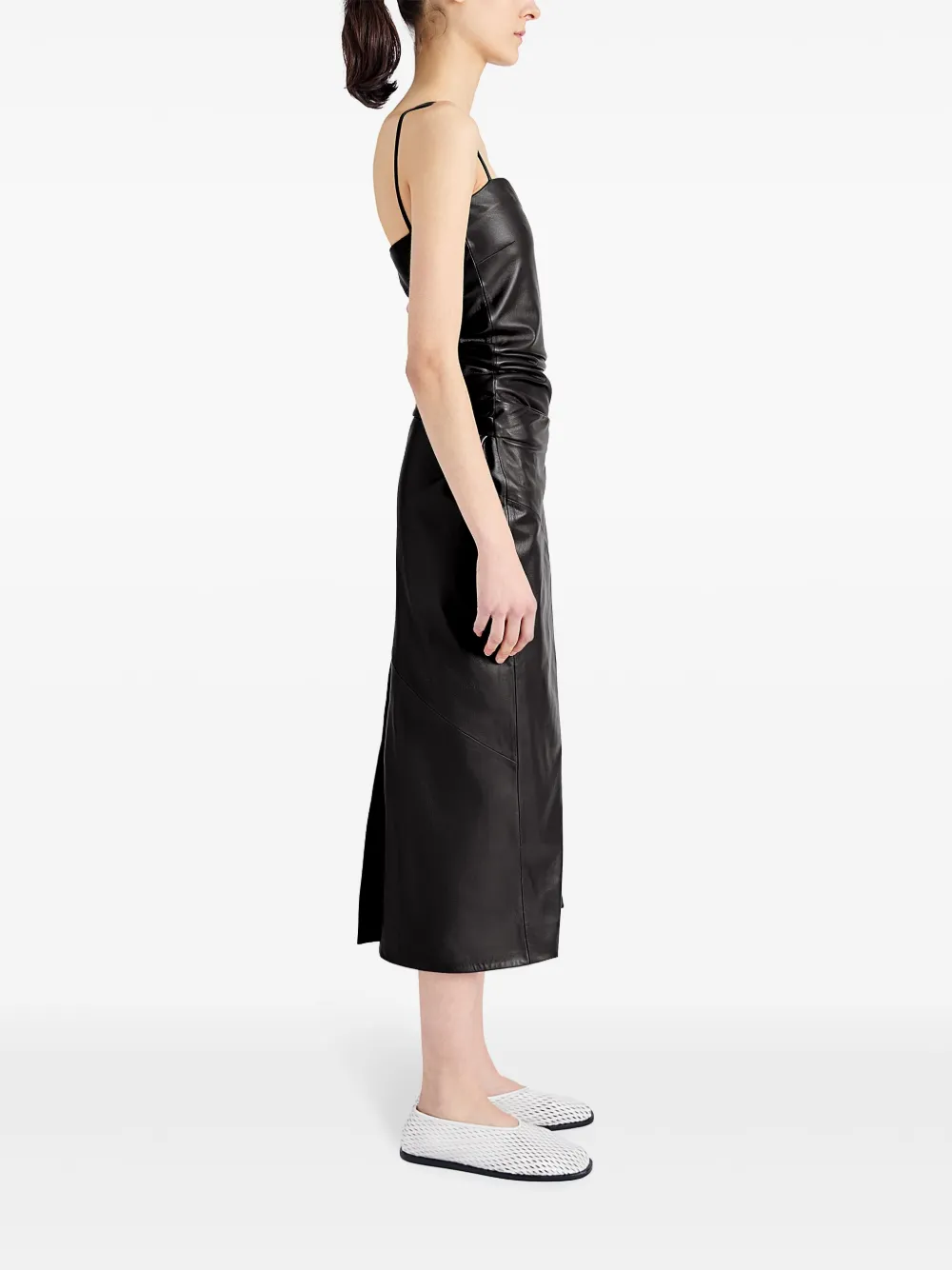 Proenza Schouler Delancy leren midi-jurk Zwart