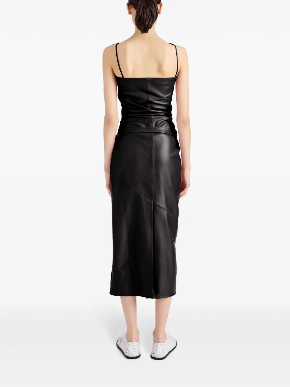 Proenza Schouler Delancy leren midi-jurk Zwart