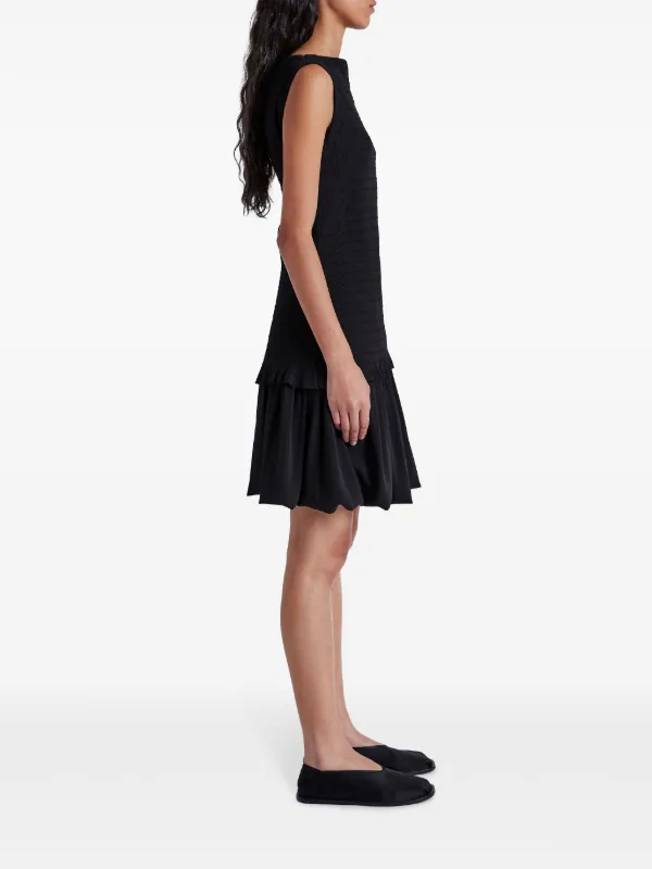 Proenza Schouler White Label Layered Seersucker Mini Dress | Black |  FARFETCH