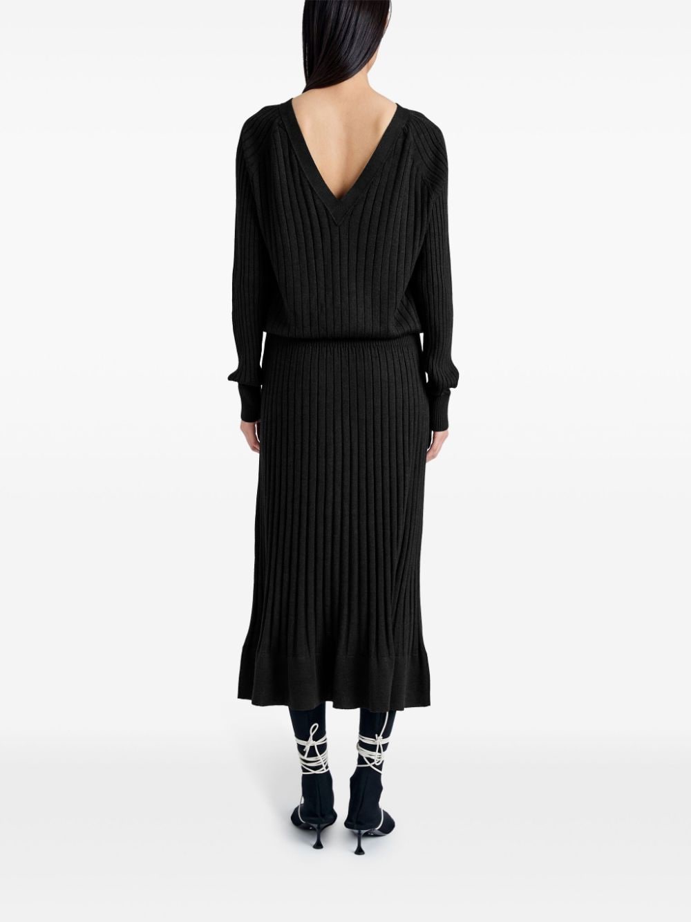 Shop Proenza Schouler Eden Ribbed-knit Midi Dress In Black