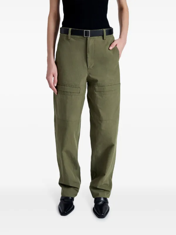 【PROENZA SCHOULER WHITE LABEL】satin cargo パンツ White Label high-rise faux leather cargo pants in black