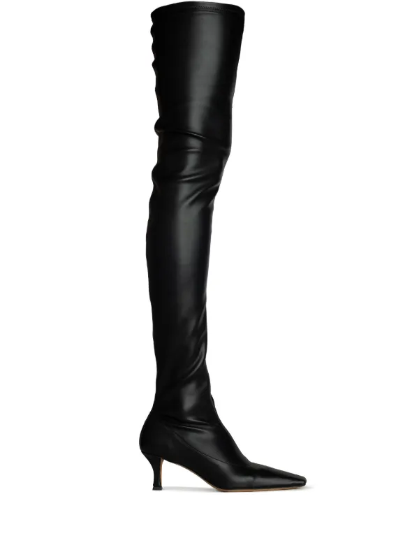 Proenza Schouler Trap over the knee Leather Boots Black FARFETCH AU