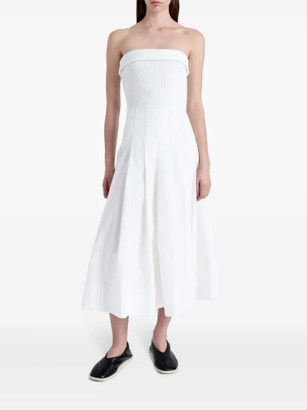white christmas dresses St Agni Sculpted Cotton Strapless Dress M