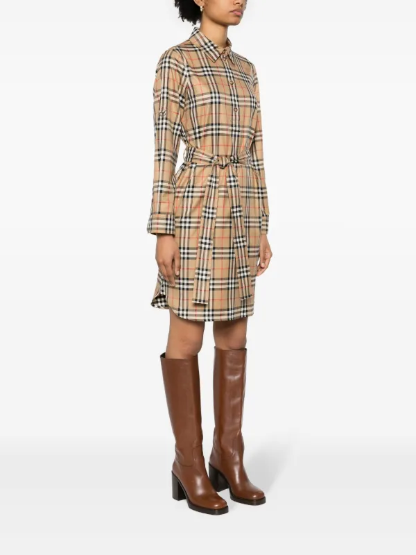 ワンピース BURBERRY CHECK SHIRT DRESS Check Cotton Shirt Dress in Sand - Women | Burberry® Official