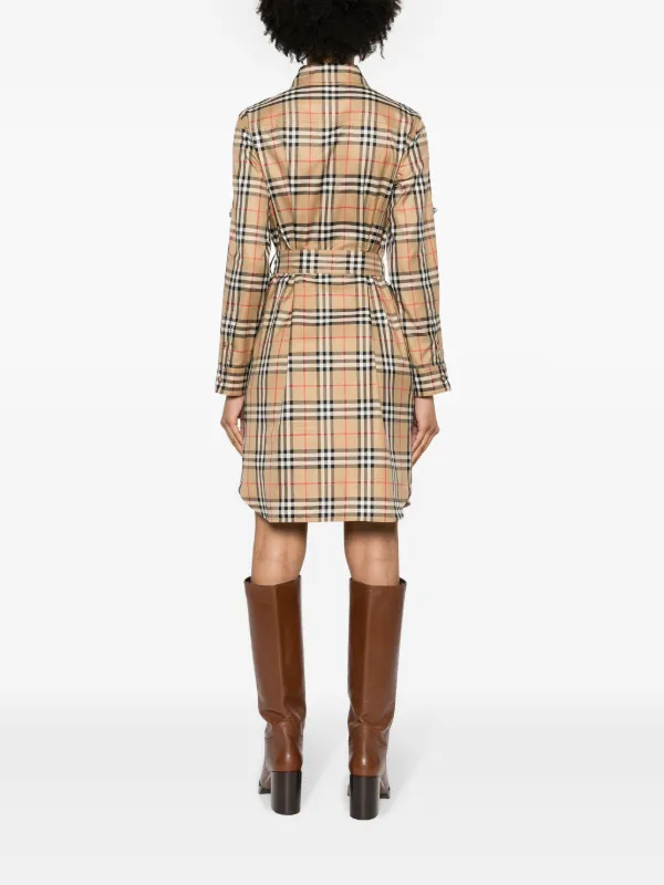 【送料&関税込】Burberry Check Shirt Dress Check Cotton Shirt Dress in Sand - Women | Burberry® Official