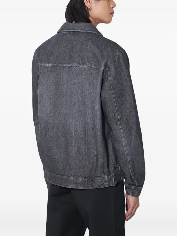 Wood Wood Ivan button-fastening Denim Jacket Black FARFETCH LB