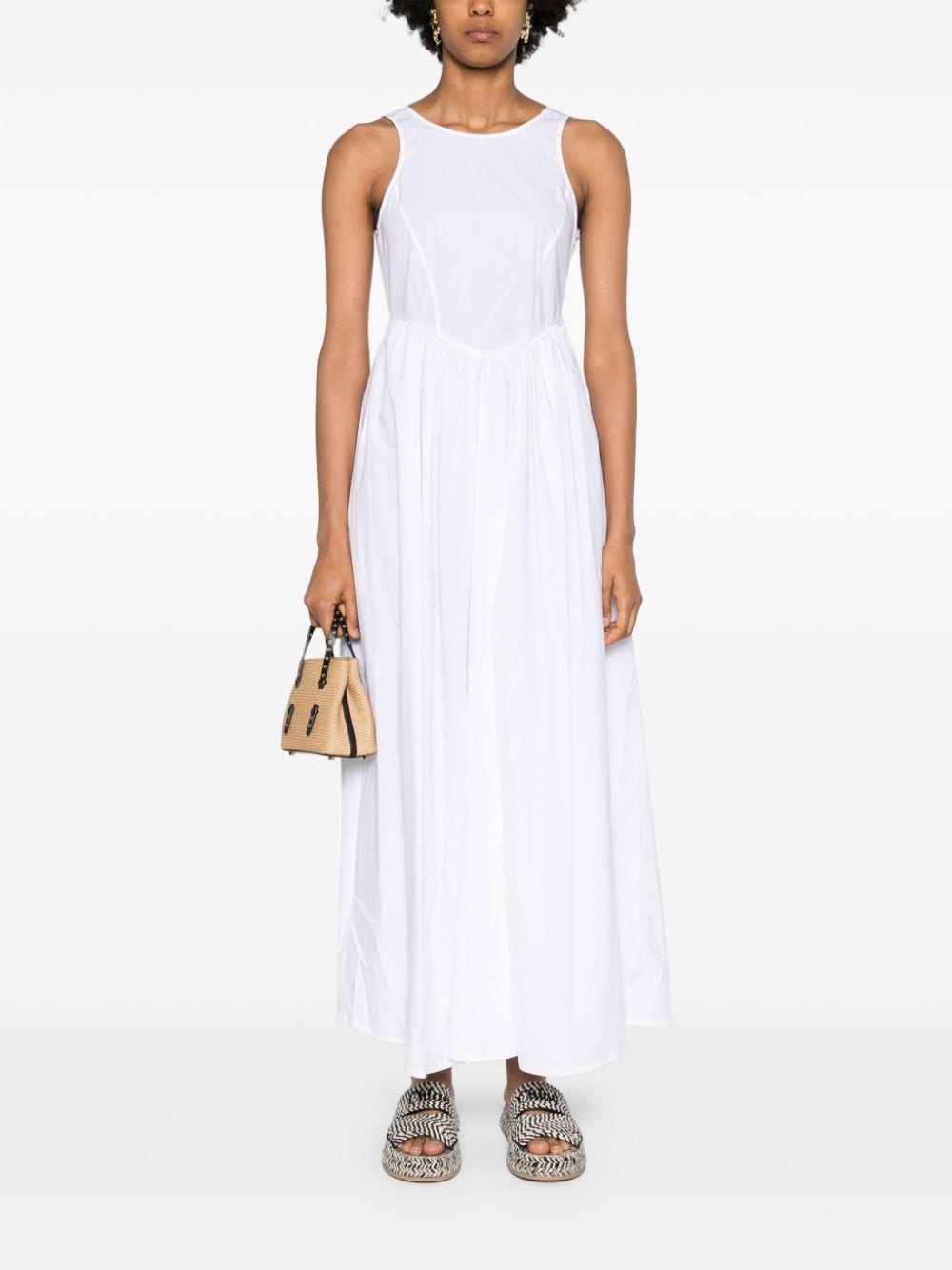 Shop Emporio Armani Flared Cotton Maxi Dress In White
