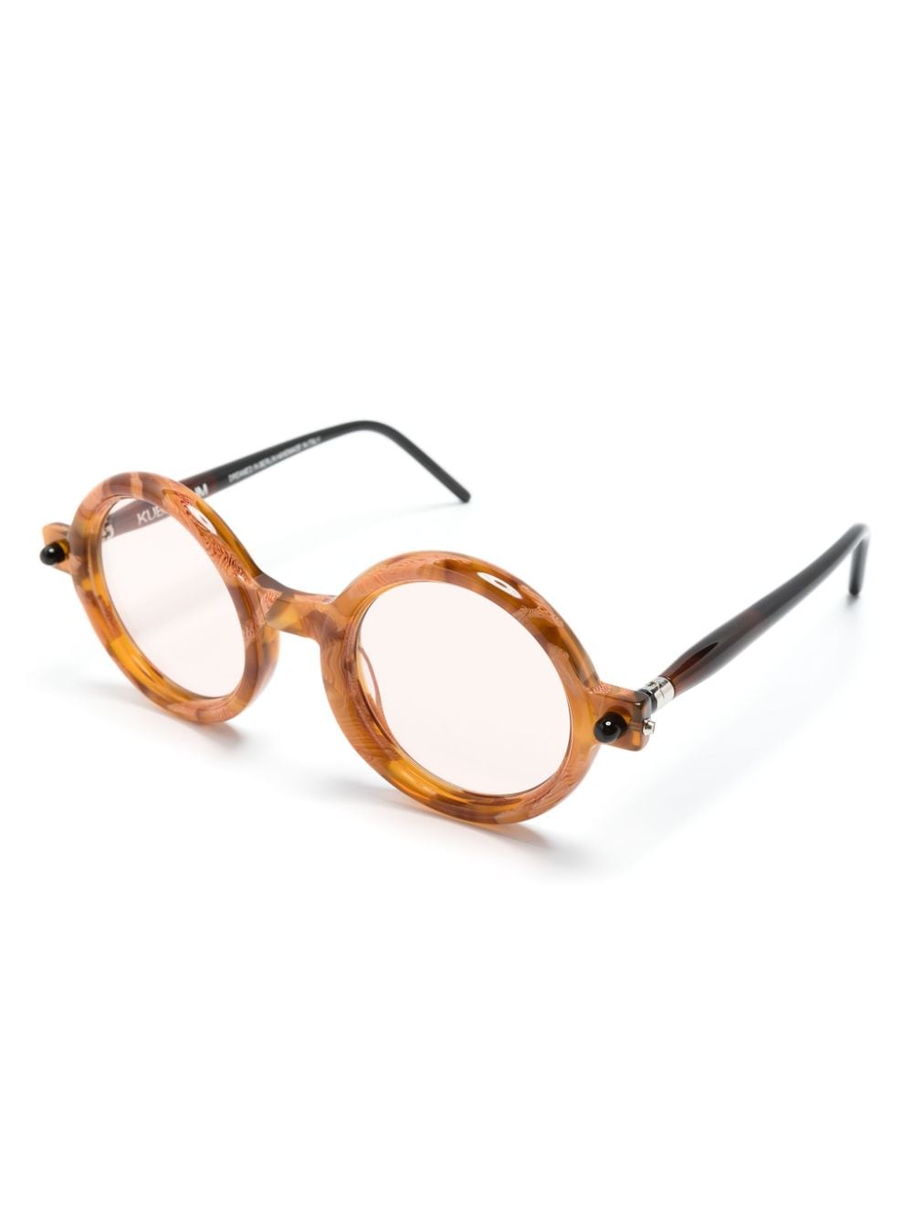 Kuboraum P1 round-frame glasses - Bruin