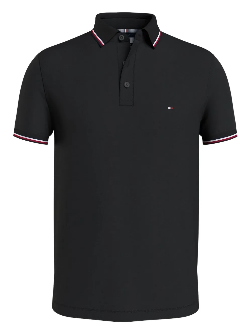 Tommy Hilfiger playera tipo polo con detalle de rayas | negro | Image 1