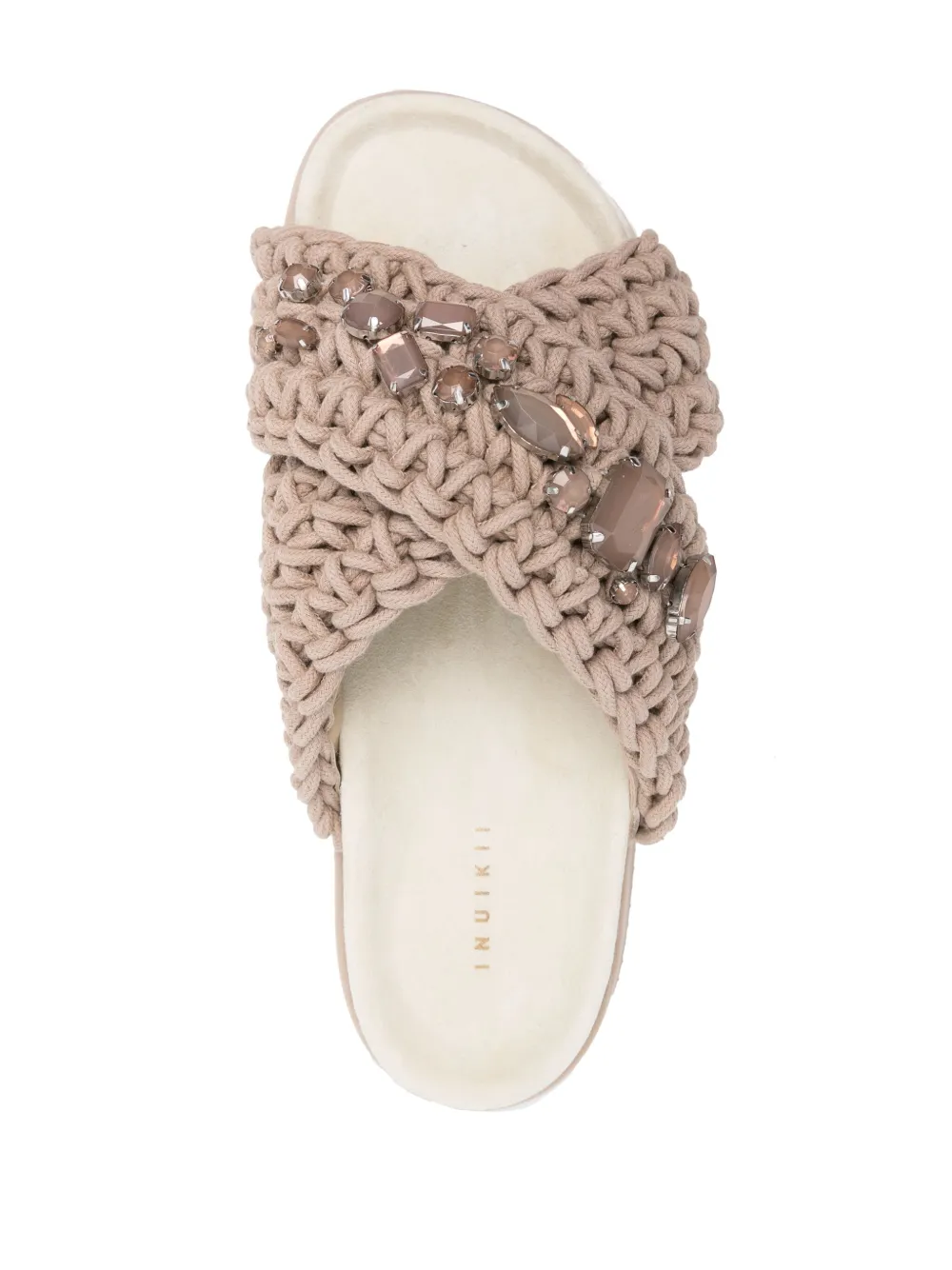 Shop Inuikii Woven Stones 40mm Platform Slides In Neutrals