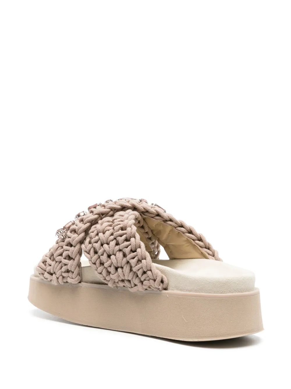 Shop Inuikii Woven Stones 40mm Platform Slides In Neutrals