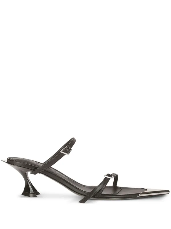 Mugler Fang Leather Sandals in Black