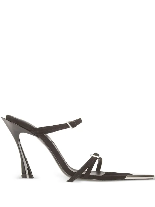 Mugler Fang 95mm Leather Sandals in Black