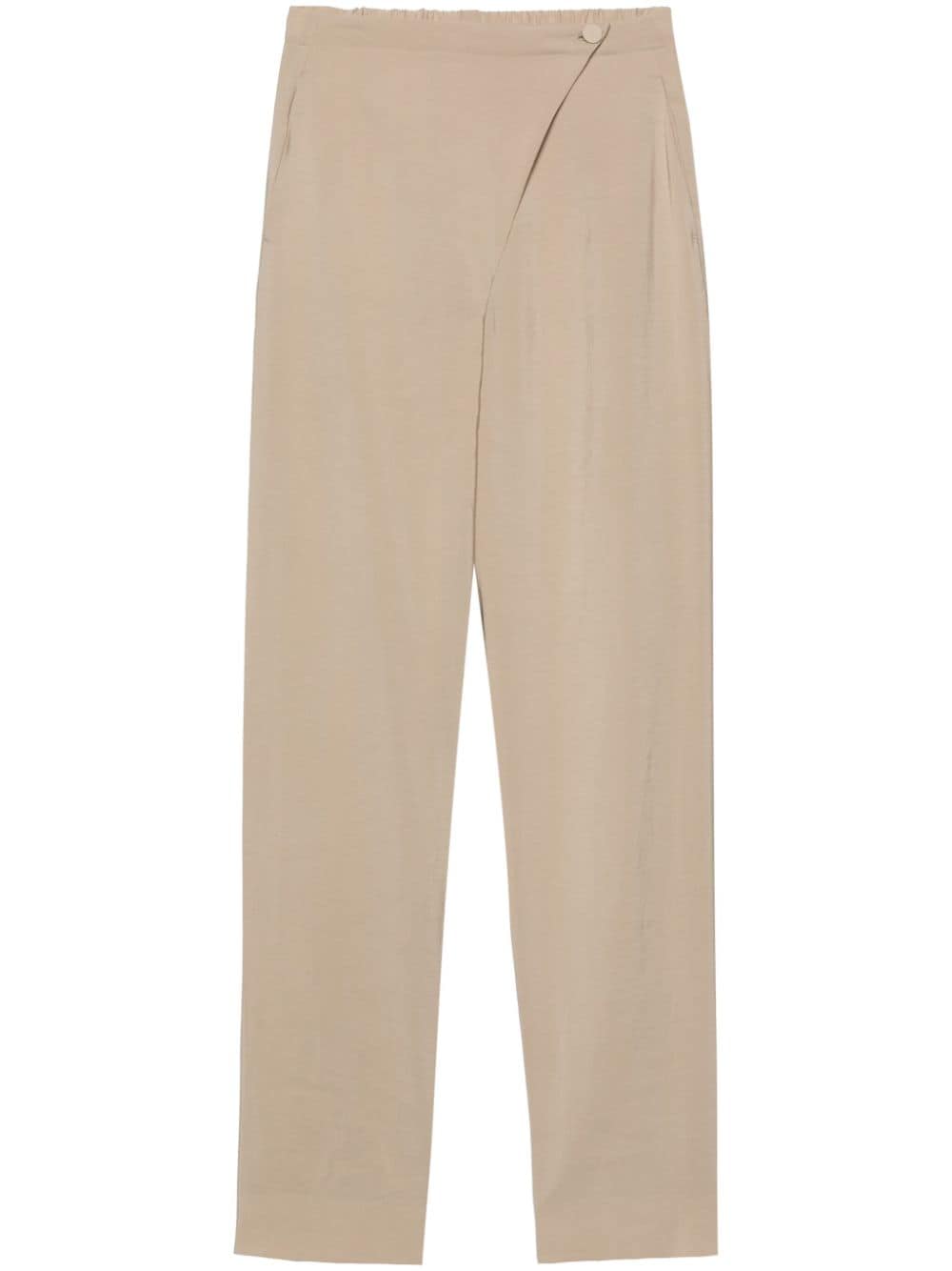Shop Emporio Armani Overlapping-panel Tapered Trousers In Neutrals