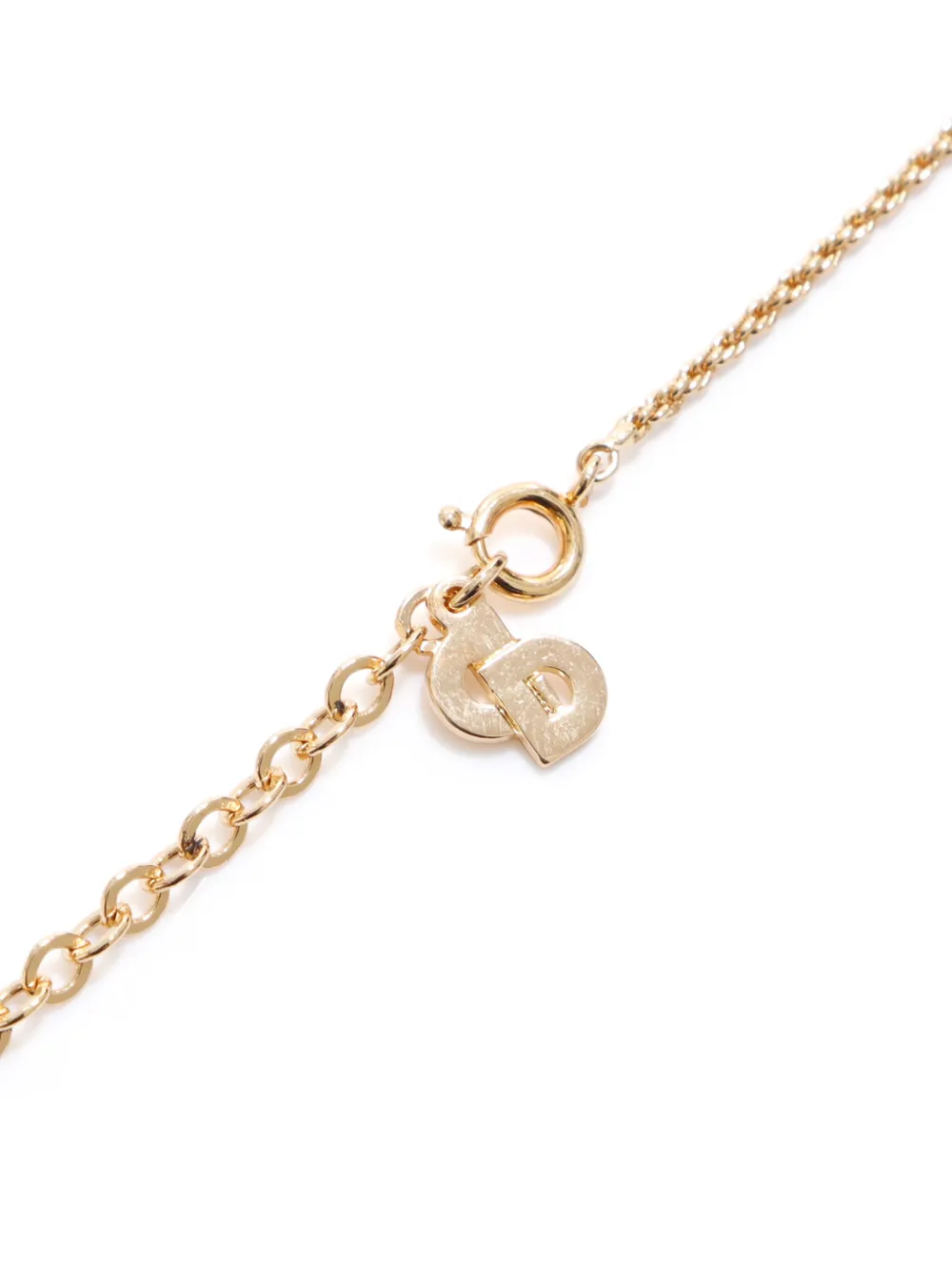 Pre-owned Dior Rope Cd-logo Pendant Necklace In Gold