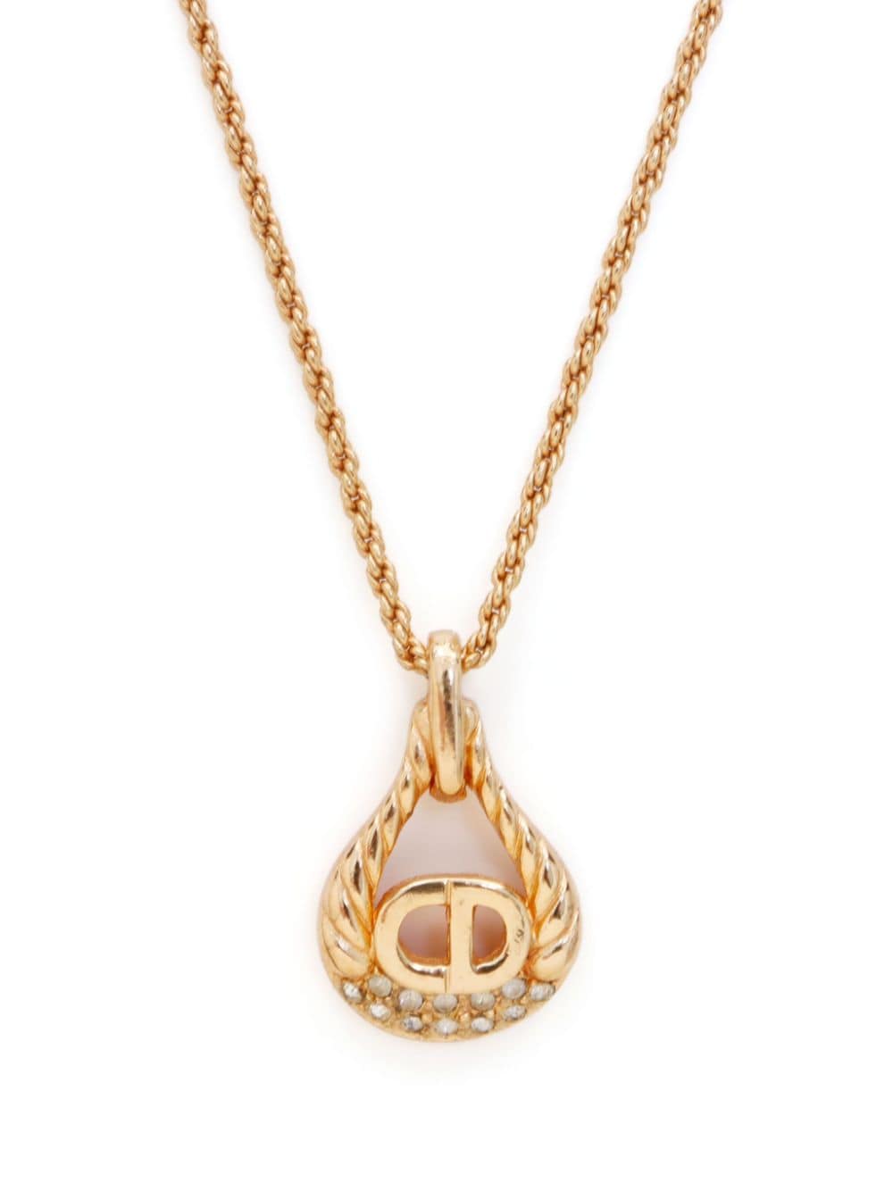 Pre-owned Dior Cd-logo 绳索吊饰项链（典藏款） In Gold