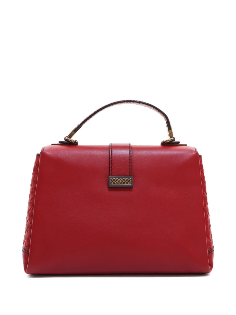 Pre-owned Bottega Veneta Intrecciato Strap Flap Two-way Shoulder Bag In Red