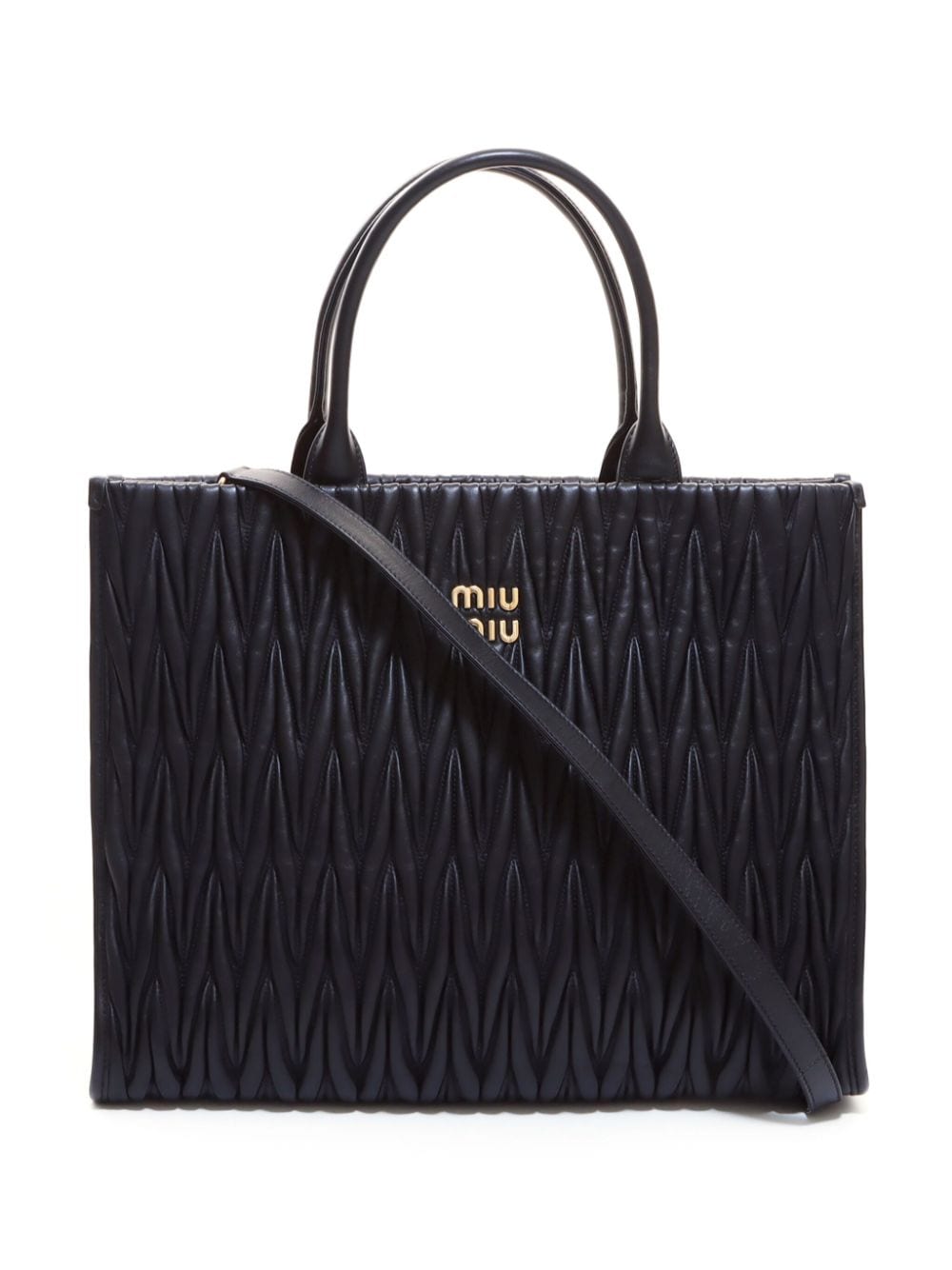 Pre-owned Miu Miu Matelasse Two-way Handbag In Black