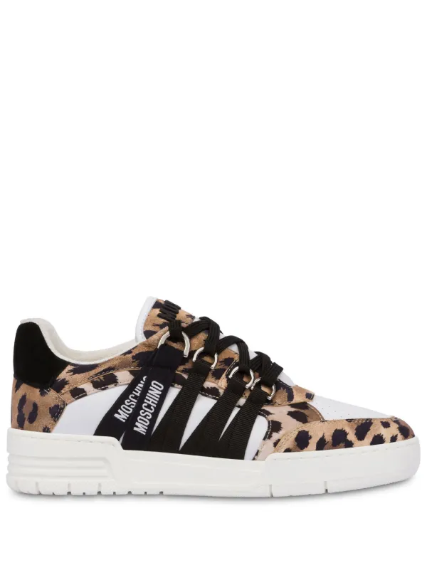 Moschino cheetah print lace up Sneakers Brown FARFETCH AO