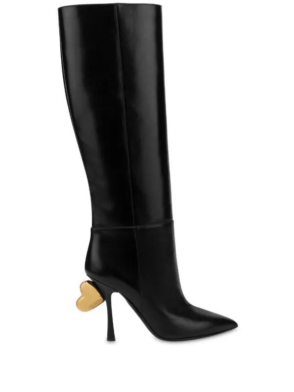 Moschino Sculpted Heel Knee Boots Black FARFETCH AE